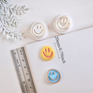 2pcs Happy Face Ear Stud Clay Cutters - Colorful Making Kit, Plastic Clay Cutters For Crafting , Jewelry Making Supplies | Design | Durable Plasti