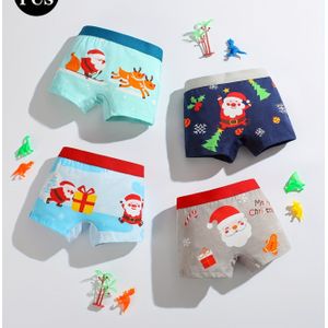 4 stuks Jongens Boxershorts met Schattig Kerstman , Rekbaar en Ademend