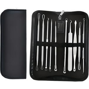 10 stuks professionele kit - Pukkerverwijderingsgereedschap voor witte puisten en diepe reiniging en licht beige schrobgereedschap