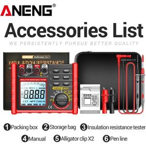 Aneng Mh15 Digital Ohm Meter Insulation Resistance Meter 6000 Counter Resistance Tester Tester Megohm Meter High Voltage Tool No Battery