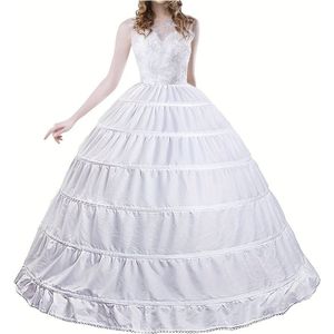 Elegante Witte Bruidspetticoat - Koninklijke Hofstijl, Polyester, Perfect voor Bruiloften, Feesten & Kerstmis - Inclusief Jurkondersteuning voor Bruidsmeisjes