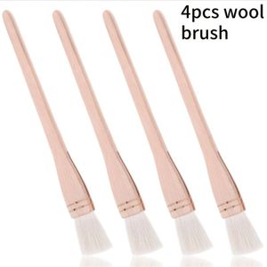 4-delige Verfkwastenset, 1 Inch Zachte Geitenhaar Kwasten met Massief Houten Handvat voor Acryl en Aquarel Platte Waaierkwasten Gebruikt bij Pottenbakkerskunst