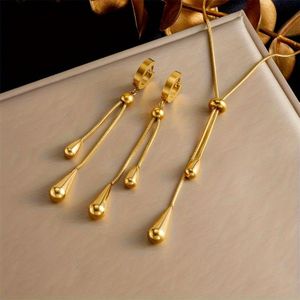 1 Set Elegant Stainless Steel Jewelry For Women - Pendant Necklace And Earrings, Fashionable For And Gifting, Versatile For All