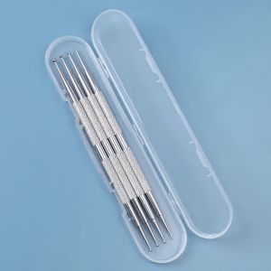 4 stuks roestvrijstalen dubbele kop nagelkunst stippen pen set, ongeparfumeerde precisie tekenhulpmiddelen en accessoires voor nagelsalon