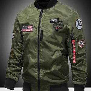 Klassieke baseball bomberjack voor heren | Losse pasvorm met ritssluiting, Amerikaanse vlag patch, zakken, alfabet ontwerp, voering, lange mouwen