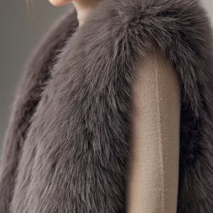Elegante vest van imitatiebont voor dames - mouwloos, kleur met contrastdetails, perfect voor herfst/winter, stijlvol en functioneel bovenkleding|Minimalistische stijl|Glad