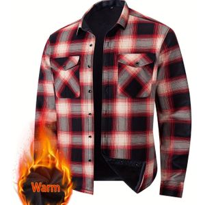 Herfst Winter Heren Dikke Fleece-Gevoerde Warme Casual Overhemd voor Feestjes en Buitenkleding