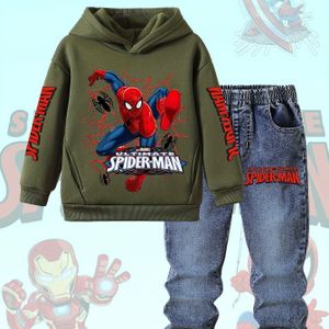 Marvel Serie Spider-Man Themakleding voor Kinderen - Hoodie + Jeans voor Dagelijks Gebruik & Marvel-Thema Evenementen, Ideaal voor Buiten