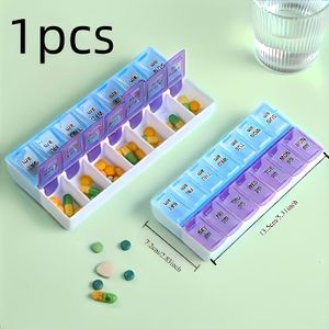 14-Slot 7-Dagen Pillenorganizer met Compact Dubbelrij Ontwerp, Gemakkelijke Toegang & Vochtbescherming – Draagbare en Praktische Medicijnopslagoplossing