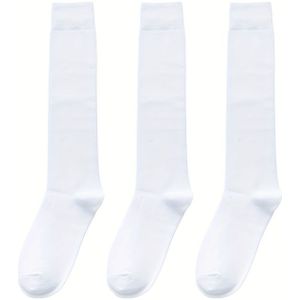 3 paar witte kniehoge sokken voor dames - zacht, ademend, machinewasbaar, kleurontwerp voor casual en danskleding, perfect cadeau voor haar, schattige sokken