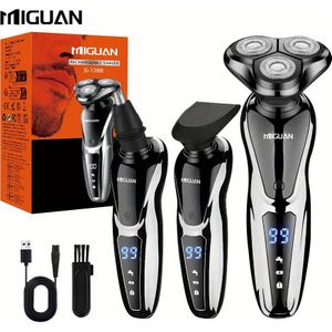 Multifunctionele 3-in-1 Elektrische Grooming Kit - Scheerapparaat, Neustrimmer & Bakkebaardenscheermes met Digitaal Display, Ideaal voor Reizen en als Cadeau voor Mannen