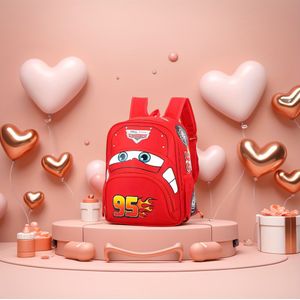 TEMU Disney Cars Lightning Capaciteit Cartoon Rugzak - Rode Schooltas met Ruime Vakken, Leuk Ontwerp voor School en Dagelijks Gebruik, Ritssluiting, Perfect Cadeau voor Terug naar School