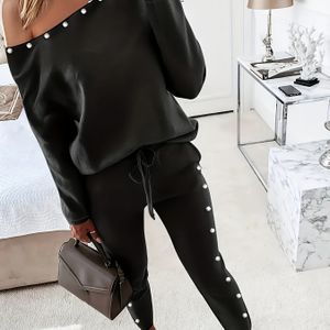 Casual Tweedelige Set met Lange Mouwen in Kleur