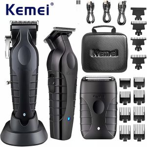 Kemei 5-delige set KM-2296 KM-2299 KM-T95 Professionele Haartrimmer met Basislaadstation Scheerapparaat Mannen Haartrimmer
