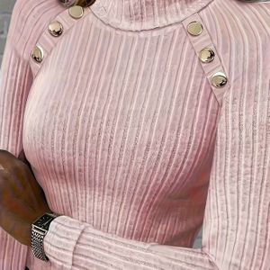 Elegante gekleurde gebreide stof Polyester decoratie Lange mouw coltrui voor Herfst/Winter