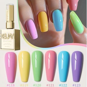 XEIJAYI Nagel Gel Polish Set - 6 Levendige Kleuren (Roze, Geel, Groen, , Roze) met Base & - Langdurige Glanzende Finish, -LED Reactieve Formule