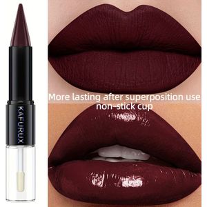 Kleurvaste, Dubbelzijdige Lippenstift, Waterdichte langhoudende lipolie voor vrouwen, Glans, Matte lipglans, Hydraterend, Multifunctionele lipstick, Draagbare reis make-up