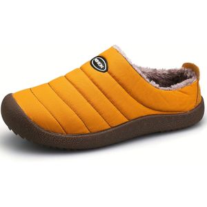 Unisex Winterhuispantoffels - Zachte Fleece-gevoerde Binnenschoenen met Antislip Rubberen , Gestreept Design & Pluche Rand voor Warmte en , Pluchen Accenten, Duurzame Grip