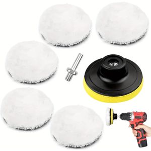 7-delige autopolijstset, - en polijstpads met M10 adapter, andere textielmaterialen, accessoires voor elektrisch gereedschap, auto-onderdelen, autopolijstkit