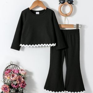 Meisjes Lente/Herfst Kleur Lange Mouwen Mode Uitje Wijde Broek Set, Perfect voor Buiten