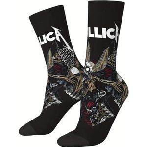 1 Paar Nieuwigheidssokken - Gotische Zwart-Witte met Gouden Accenten, Zacht & Ademend Polyester Blend, Comfortabele Vrijetijds Sport Sokken voor Mannen, Machinewasbaar, Nieuwigheidssokken