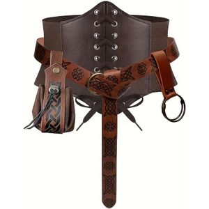1set, Medieval Up, Pu Waist & & Drawstring & , Halloween Cosplay Photo Props, Larp Party Supplies, Accessories