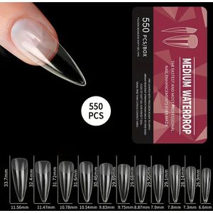 Gel X Nagelset 550 Stuks/doos Middelgrote Transparante Nageltips Amandel/Ballerina/Vierkant/Stiletto Vormige Plaknagels Acryl Nagelverlengingen Nepnageltips Voor Nagelsalon