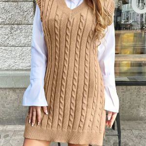 Franse Stijl Mouwloze Trui – Dikke Winter Vest met Splitzoom, Hoogelastische Kleur Blouse (Geen Shirt Inbegrepen) | Wasmachinebestendig Laagjesstuk voor Herfst- en Koudweer Outfits
