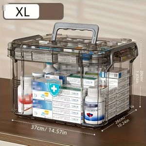 1 stuk Transparante Medicijndoos, Draagbare Twee-Lagen Organizer voor Gemakkelijke Opslag en Transport