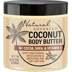 YCB Kokos Cacaoboter Body Butter, 2.5oz - Diep Hydrateert & Glad Maakt Droge Huid, Rijk aan Shea Butter, E & Honing, Niet Vet, Stralende Uitstraling, Geurloos, Voor Alle Huidtypes