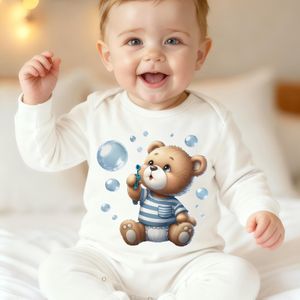 Schattige cartoonprint babyvoetjes onesie, zacht en comfortabel pasgeboren romper, perfect cadeau voor zwangerschap, voor buiten