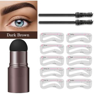 Kit met eyebrow stamp en eyebrow stencil, met eyebrow brush, in één stap eyebrow stamp shaping kit met 10 herbruikbare eyebrow stencils
