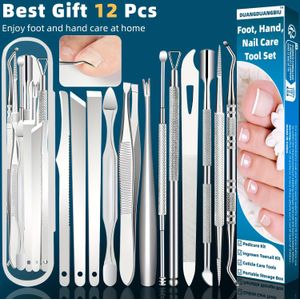 12- Premium Roestvrijstalen Nagelriem- en Ingegroeide Teennagels Verwijderingsset - Pedicure Gereedschap voor Nagelverzorging, Het Beste Cadeau, DUANGDUANGBIU