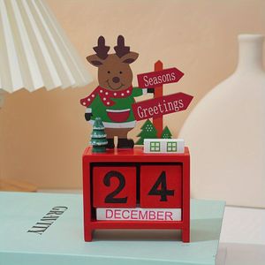 1pc Kerst Countdown Kalender Ornament, een decoratief stuk voor bureaus en boekenplanken, met verstelbare maand en .