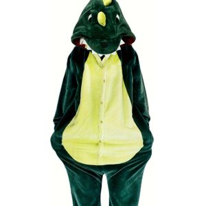 1 stuk Groen/Rood Eenpakje Cartoon Volwassen Mannen en Vrouwen Pyjama Schattige Verdikte Studentenbabygroep voor Herfst/Winter