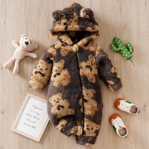 's Bear Warme Oren Gevoerde Fuzzy Mouw , Peuter & Jongen Bodysuit Voor Herfst Buitenspelen