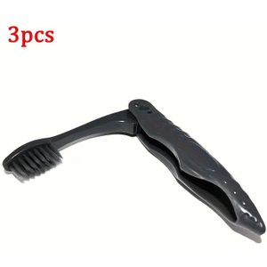 3-Pack Opvouwbare Reistandenborstels - Zachte/Middelharde/Natte Nylon Borstelharen, Koolzwarte Ergonomische Handgreep, Draagbare Camping- en Reis Tandenborstels voor Mondverzorging Onderweg