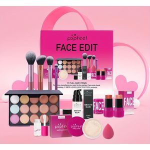 POPFEEL 11-delige Make-up Kwastenset met Accessoires, Kerstcadeau voor Moeder, Partner of Vriendin, Perfect voor Feestelijke Make-up Looks