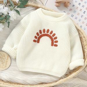 Herfst en Winter Nieuwe 6 Maanden-3 Jaar Europese Stijl Casual Gebreide Handdoektrui voor Jongens, Warme Truien met Zakken voor Meisjes, Ronde Hals Pullover