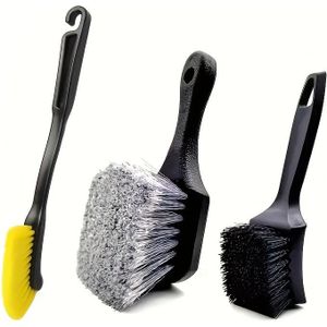 3 Autoremschijven Reinigingsborstels - Ergonomische Handgreep, Duurzaam PP-Materiaal, Reinigingsgereedschap voor Autoremschijven | Ergonomische Gripborstel | Plastic Borstel