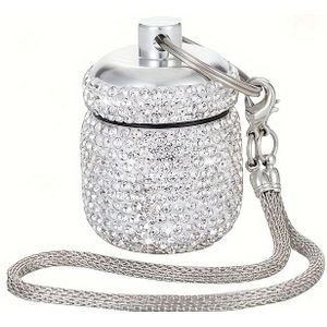 1st Draagbare Medicijndoos met Sprankelende Strass Mini Metalen Kleine Medicijncontainer met Sleutelhanger Reis Buiten Pillenopbergdoos Geschikt voor Auto Hangende Charm en Tas Charm