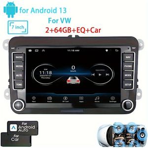 1pc 7-inch touchscreen 13 autoradio voor VW, 2+64GB GPS-navigatie-radio met WiFi, , FM RDS, draadloos telefoon, line-in aux-ingang, universele bestuurshouding, hardwired power, zonder batterij
