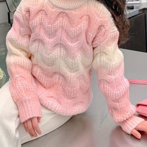 Elegante blozende kleur trui voor meisjes, dikke trui met dikke trui, tops voor meisjes, meisjeskleding voor herfst en winter