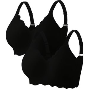 Tweedelige Plus Size Naadloze Zachte Stof, Draadloos Comfortabel voor Thuisgebruik, Ademende BH en Ondergoed Set