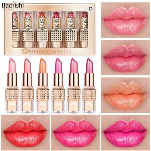 BAOLISHI Set van 6 stuks Zeemeermin Sprankelende Fluweel Lippenstift, Metalen Lippenstiften met Langdurige Schittering en Glitter, Perfect Cadeau voor Vrouwen (0768D)