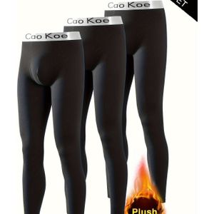 3 stuks Heren Fleece-gevoerde Thermische Leggings - Rekbaar, Warm & Comfortabel voor , Lange Onderbroeken