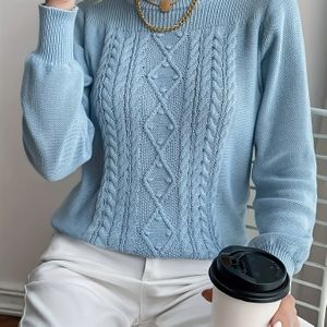 Ribtrui voor Vrouwen met Ronde Hals en Lange Mouwen voor Casual