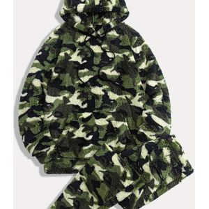 Gezellige Camo Hoodie & Joggers Set voor Mannen - Ultra-Zacht, Dik Fleece, Lange Mouwen, Taille met Trekkoord, Kangoeroezak, Perfect voor Herfst/Winter Buitenactiviteiten