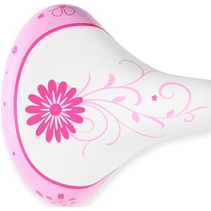 1st Roze Jongensfietszadel voor Meisjes - Comfortabel Breed Zadel met Bloemen- & Sterrenontwerp, Geschikt voor 12", 14", 16", 18", 20" Mountain- & Racefietsen, Duurzaam & Stijlvolle