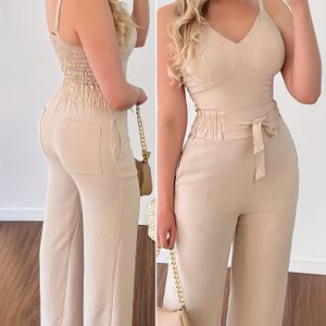 Elegante off-shoulder V-hals polyester pak voor vrouwen - kleur, 3/4 mouw, tailleband, lichtgewicht 140g/m², perfect voor lente/herfst